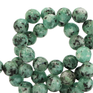 Natural stone beads Dalmatian Stone 8mm Bleached Lake Green
