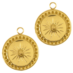 Stainless steel charms sun Gold
