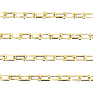 DQ European metal findings belcher chain link 6mm Gold (nickel free)