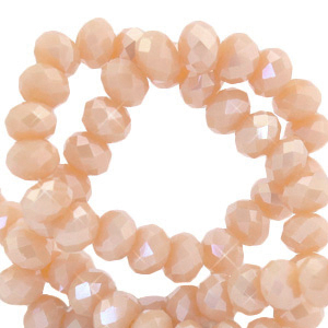 Top faceted beads 8x6mm disc Bermuda Pink-Pearl Shine Coating
