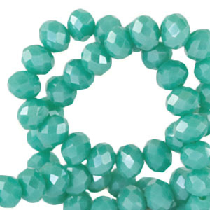 Top faceted beads 6x4mm disc Erin Green-Pearl Shine Coating