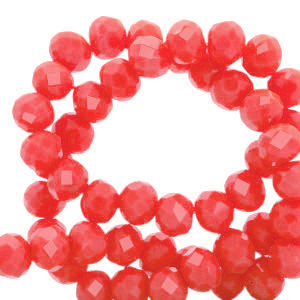 Top faceted beads 4x3mm disc Vermilion Red-Pearl Shine Coating