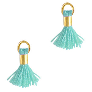 Tassels 0.7cm Gold-Cool Aqua Blue