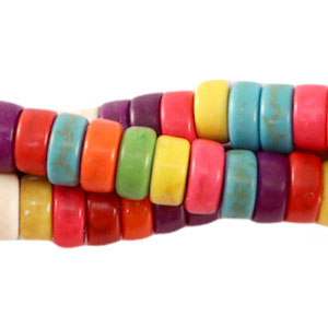 Natural stone beads howlite disc 8x3mm Multicolour