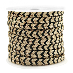 Macram&eacute; bead cord braided 4mm Gold-Black