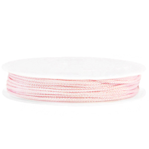 Macram&eacute; bead cord braided 1mm Soft Pink Metallic