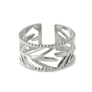 DQ European metal findings ring leaf Antique Silver (nickel free)