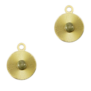 Stainless steel charms 12mm with natural stone Gold-Horizon Gray