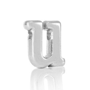 DQ European metal letter beads U Antique Silver (nickel free)