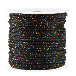Macram&eacute; bead cord braided 2mm Black-Multicolor Glitter
