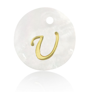 Shell pendants specials letter U Gold-White (natural colour)