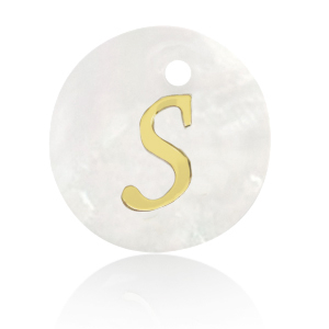 Shell pendants specials letter S Gold-White (natural colour)
