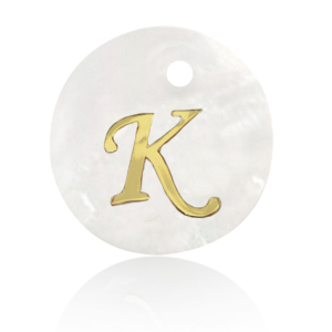 Shell pendants specials letter K Gold-White (natural colour)