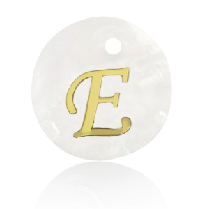 Shell pendants specials letter E Gold-White (natural colour)