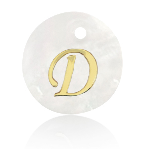 Shell pendants specials letter D Gold-White (natural colour)