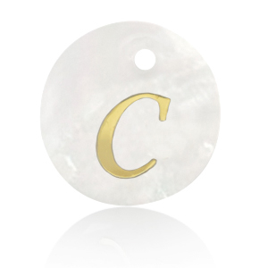 Shell pendants specials letter C Gold-White (natural colour)