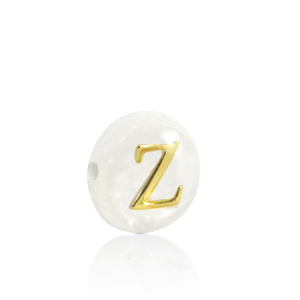 Shell beads letter Z Gold-White (natural colour)