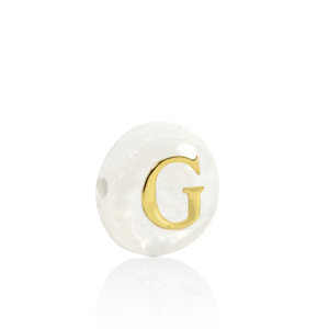 Shell beads letter G Gold-White (natural colour)