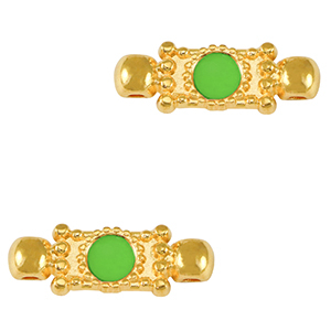 DQ European metal charms connector Gold-Neon Green (nickel free)