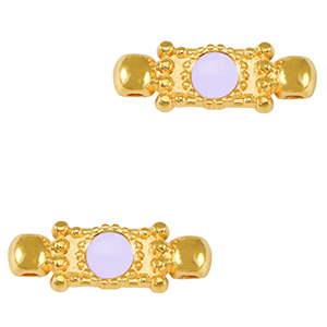 DQ European metal charms connector Gold-Lavender Purple (nickel free)