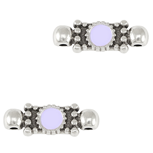 DQ European metal charms connector Antique Silver-Lavender Purple (nickel free)