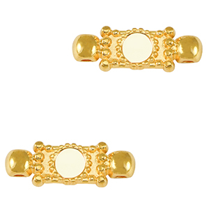 DQ European metal charms connector Gold-Ivory White (nickel free)