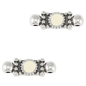 DQ European metal charms connector Antique Silver-Ivory White (nickel free)