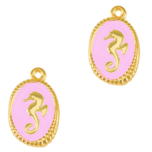DQ European metal charms seahorse Gold-Lilac Rose (nickel free)