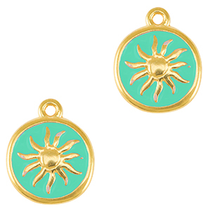 DQ European metal charms sun Gold-Veraman Blue (nickel free)