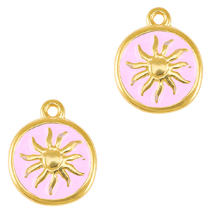 DQ European metal charms sun Gold-Lilac Rose (nickel free)
