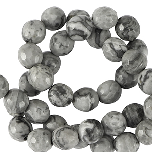 Natural stone beads Dolomite 8mm faceted polished Adagio Grey