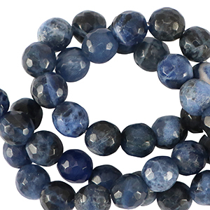 Natural stone beads Sodalite 6mm faceted polished California Blue