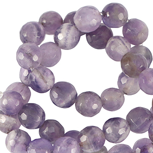 Natural stone beads Quartz 4mm faceted polished Gentle Violet Purple