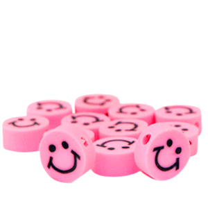 Polymer beads smiley Pink