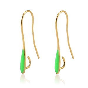 DQ European metal findings earrings Gold-Neon Green (nickel free)