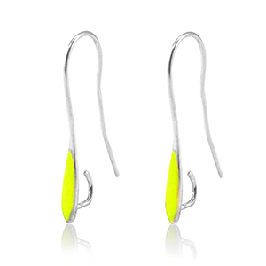 DQ European metal findings earrings Antique Silver-Neon Yellow (nickel free)