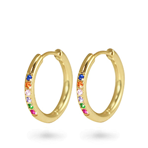 Stainless steel earrings creole cubic zirconia 11mm Gold