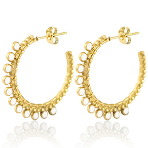 Stainless steel earrings creole 30mm Gold-White