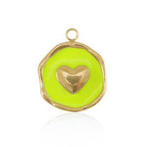 Stainless steel charms heart Gold-Neon yellow