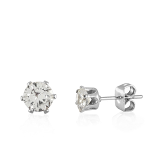 Stainless steel earrings cubic zirconia Silver