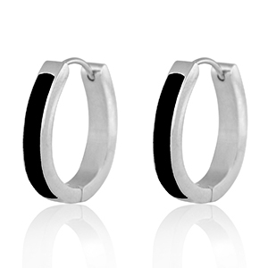 Stainless steel earrings Black-Silver