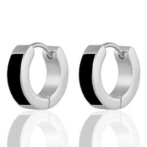 Stainless steel earrings Black-Silver