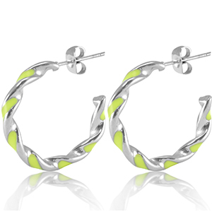 Stainless steel earrings Neon Lime Green-Silver
