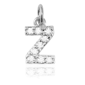 Brass TQ metal charms initial Z Silver