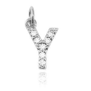 Brass TQ metal charms initial Y Silver