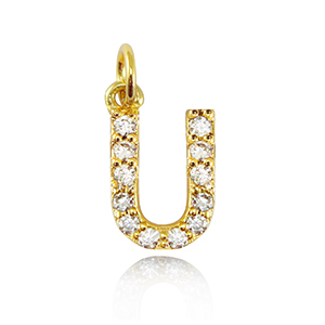 Brass TQ metal charms initial U Gold