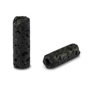 Natural stone beads Vulcanic Rock tubes Black