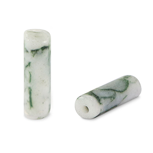 Natural stone beads Agate tubes Green-White