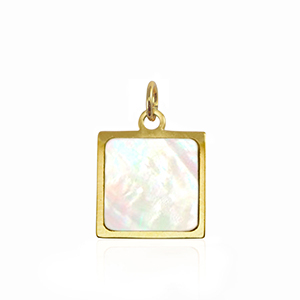 Stainless steel charms shell square Gold-White (natural colour)