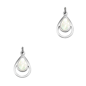Stainless steel charms shell drop Silver-White (natural colour)